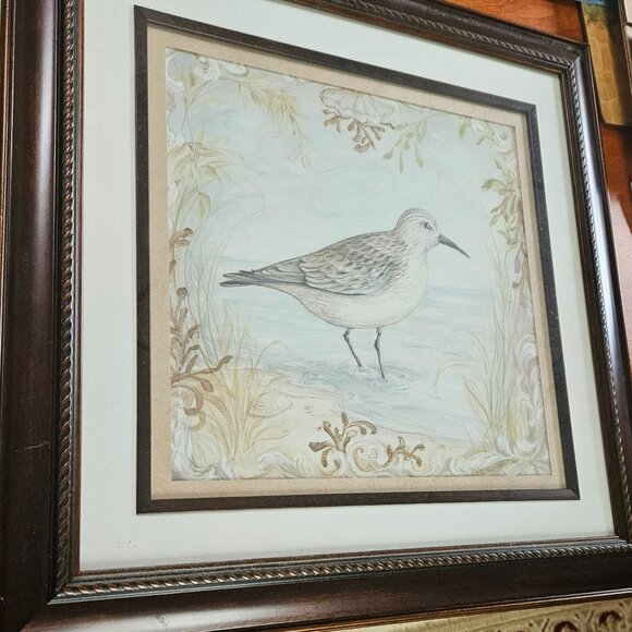 framed art print titled shore birds by artist Kate McRostie approx.19x19 - Picture 1 of 4